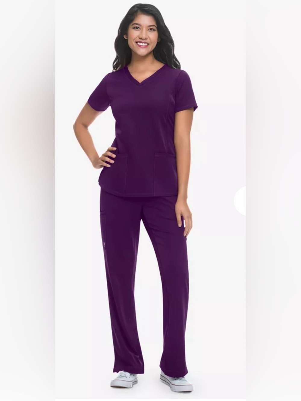 Scrubs V-Neck Scrub HH Works by Healing hands Set in Deep Purple XS